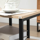 Tavolino da Caffè 45x35x48 cm con Mensola Inferiore in Acciaio e Legno