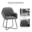 Set 2 Sedie Imbottite 60x56,5x85 cm in Similpelle Grigie