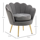 Poltrona Imbottita 76x67x74 cm in Tessuto Vellutato Grigio