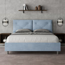 Letto Matrimoniale con Alzata Comoda Imbottito in Microfibra Appia Azzurro Varie Misure