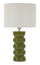 Lampada da Tavolo Torr Verde Ø25x46 cm in Ceramica e Ferro e Tessuto Verde e Bianco