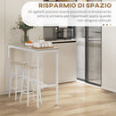 Set Bar Tavolo Alto e 2 Sgabelli con Poggiapiedi Stile Industriale in MDF e Acciaio Bianco e Rovere      