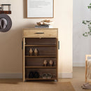 Scarpiera Mobile Salvaspazio 2 Ante 1 Cassetto 63x33x95h cm in Melaminico Venato a Rilievo Rovere Naturale