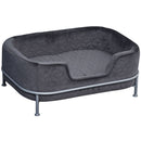 Divano per Cani e Gatti Imbottito 63,5x43x24,5 cm in Velluto con Base in Metallo Grigio Scuro
