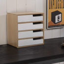 Cassettiera 4 Cassetti 30x20x30,5 cm in Legno Paulownia e MDF Zoe Naturale/Bianco