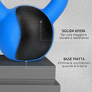 Kettlebell per Allenamento 8 Kg Base Piatta in Metallo e Neoprene Blu