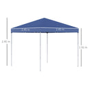Gazebo Pieghevole da Giardino 2,45x2,45x2,45m in Acciaio e Tessuto Oxford Blu