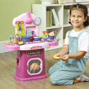 Cucina Giocattolo per Bambini 51x21x60 cm 38 Pezzi e Suoni Realistici Rosa 
