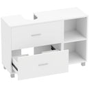 Mobile Sottolavabo da Bagno 90x30x60 cm con 2 Cassetti e Ripiani Aperti in Legno Bianco      