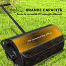 Carrello Spandiconcime da 75L 70x40x112 cm con Manico Regolabile a T in Metallo Nero 