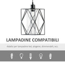 Lampadario Stile Geometrico 16x16x120 cm E27 in Metallo Nero