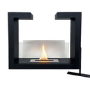 Camino a Bioetanolo da Terra Venus Free Standing Geometrico e Vetri Protettivi Serbatoio 850 ml in Acciaio Verniciato Nero      