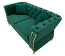 Divano Emy Verde con Cuscini 162x83x76 cm in Legno e Poliestere      