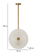 Lampadario Glass 35x18x80 cm in Vetro e Ferro Oro e Bianco      