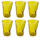 Set 6 Bicchieri Accartocciati 34 cl Ø8 cm in Vetro Pressato Kaleidos Gialli