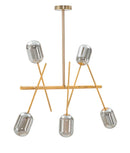 Lampadario Glam Galaxy 100x10x80 cm in Ferro e Vetro Fumo e Oro