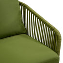 Set Salotto da Giardino Divano 2 Poltrone e Tavolino in Corda Visalia Verde