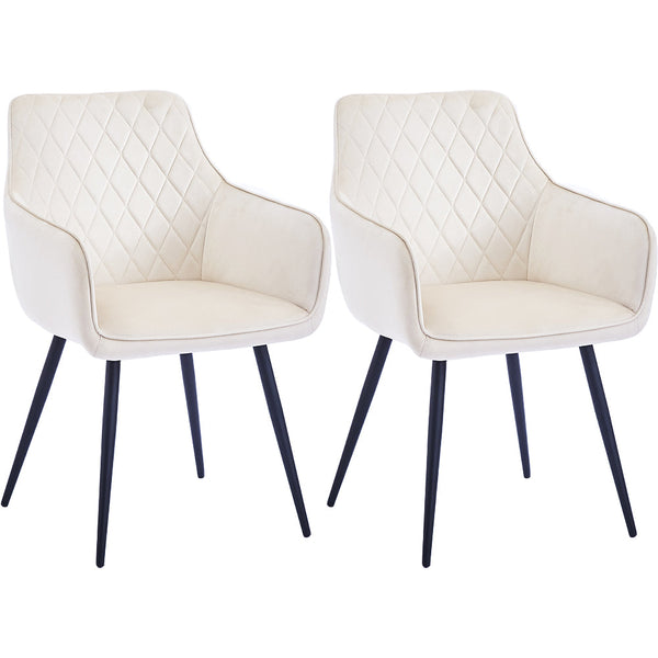 Set 2 Sedie da Pranzo in Velluto Beige Ergonomica Poltrona Sedia da Ufficio Casa sconto