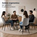 Set 4 Sedie Piedi Neri e Seduta Ergonomica con Rivestimento in Velluto Grigio Chiaro     
