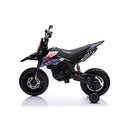 Moto Elettrica per Bambini Aprilia RX-125 Small 12V Cross Sedili In Pelle Luci Led Bluetooth Sospensioni a Molla Blu