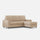 Divano 3 Posti con Pouf 208x155x85 cm Sakar in Tessuto Beige