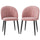 Set 2 Sedie da Pranzo Imbottite Stile Nordico 52x54x79 cm in Metallo e Velluto Rosa
