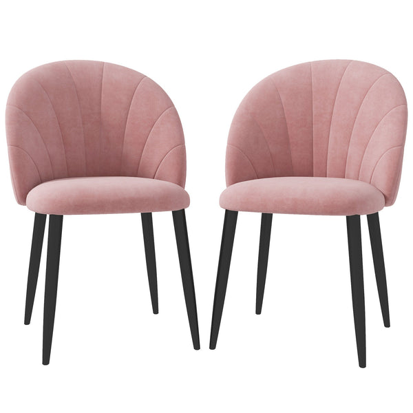 prezzo Set 2 Sedie da Pranzo Imbottite Stile Nordico 52x54x79 cm in Metallo e Velluto Rosa