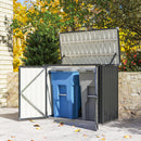 Armadio Box Copri Bidoni da Esterno 150x80x117-115 cm con 2 Porte Bloccabili e Tetto Apribile in Acciaio Grigio      