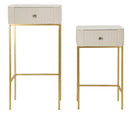 Tavolinetti Alti Wedding Quadrati Set 2 Pz Ø45x90 cm - Ø40x70 cm in Pino e MDF e Metallo      