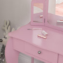 Tavolo da Trucco per Bambine 3-6 Anni con Sgabello e Specchio Regolabile Tavolo con Cassetto Rosa      