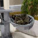 Albero Tiragraffi per Gatti 48x48x140 cm con Pali in Sisal Grigio