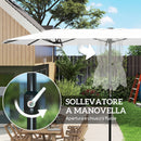 Ombrellone Doppio a 12 Stecche 459x266x235 cm con Manovella in Metallo e Poliestere Bianco      