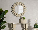 Specchio da Muro Dune Double Ø85x6 cm in Ferro e Specchio e MDF Crema      