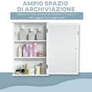 Armadietto a Specchio Bagno Sospeso 41x14x60 cm con Anta Magnetica Ripiano Regolabile in MDF Bianco      