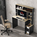 Scrivania Moderna con Ripiani e Supporto per CPU 114x45x138 cm in Legno Grigio e Legno Naturale