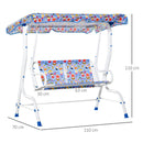 Dondolo 2 Posti per Bambini 110x70x110 cm in Metallo e Poliestere Blu