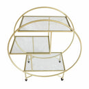 Carrello da Cocktail 3 Ripiani 94x82x37 cm in Vetro e Ferro Oro