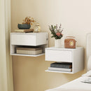 Set 2 Comodini Sospesi a Parete 40x35x30 cm con Prese di Corrente in Melamina Bianco      