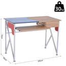 Scrivania da Ufficio in Legno e Piano in Vetro con Cassetto e Porta Tastiera Estraibile 105x55x75 cm 