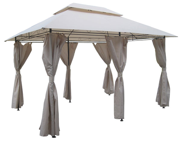 Gazebo da Giardino 4x3m con Tende Laterali in Acciaio e Poliestere Ecrù prezzo