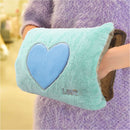 Borsa Acqua Calda Elettrica Ricaricabile Scaldamani Cuore a Peluche Verde