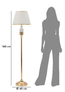 Lampada da Terra Gipsy Ø40x160 cm in Ferro e Tessuto Oro e Bianco      