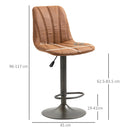 Set 2 Sgabelli Imbottiti 45x54x96-117 cm in Acciaio e Similpelle Marrone e Grigio