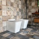 Coppia di Sanitari WC e Bidet a Terra Filo Muro in Ceramica 36,5x56,5x41cm Bianco