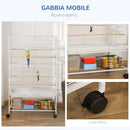 Gabbia per Uccelli da Interni 78x52x132 cm con Vassoio Estraibile 4 Ruote e Trespolo Bianco      