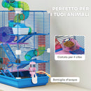 Gabbia per Criceti a 5 Piani 46x30x58 cm con Tubi Colorati e Accessori in Metallo Blu  