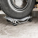 Set di 2 Carrelli Sposta Auto Antiscivolo Carico 680kg con Ruote Girevoli e Bloccabili in Metallo Argento      