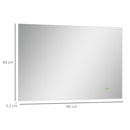 Specchio da Bagno 90x60 cm con Cornice a LED Argento