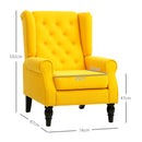 Poltrona Camera da Letto in Stile Francese 74x86x102 cm con Ampia Seduta e Gambe in Legno in Velluto Giallo      