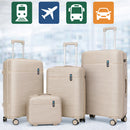 Set 4 Valigie Rigide Beauty Case Bagaglio Trolley con Ruote Easy Roll Beige      